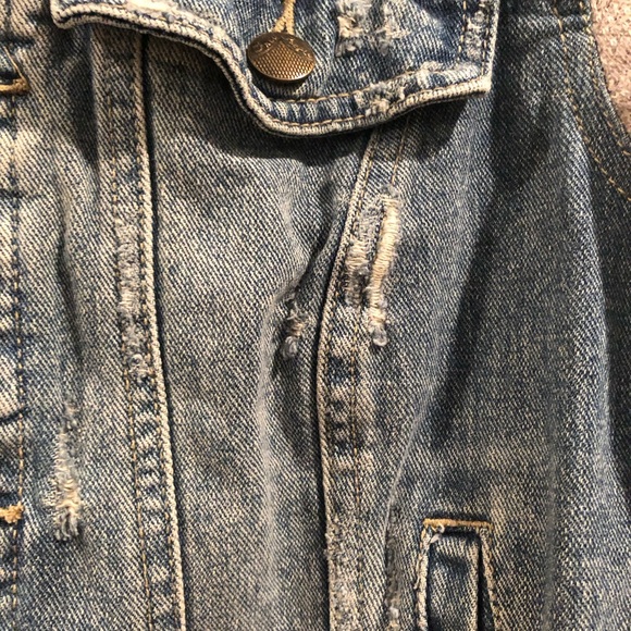 Free People Denim/Knit Hoodie Jacket - Indie Wash - Picture 6 of 8